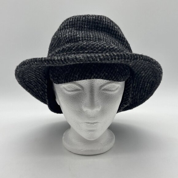 Tilley Winter Hat Tilley Endurables Wool Size 7 3/8 Tweed Charcoal Ear Flaps - Picture 3 of 8